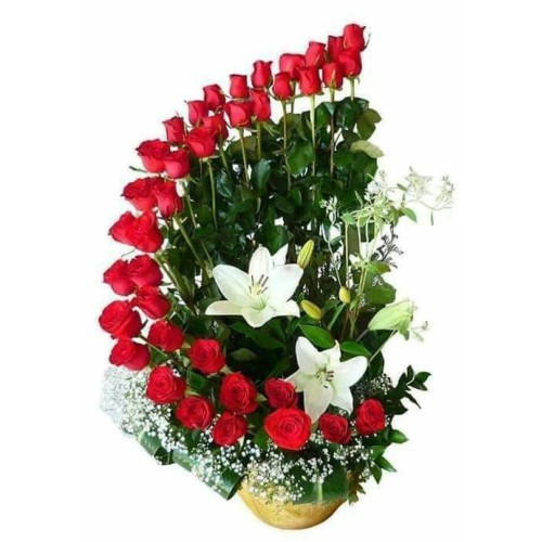 Arrangement of 36 crescent roses